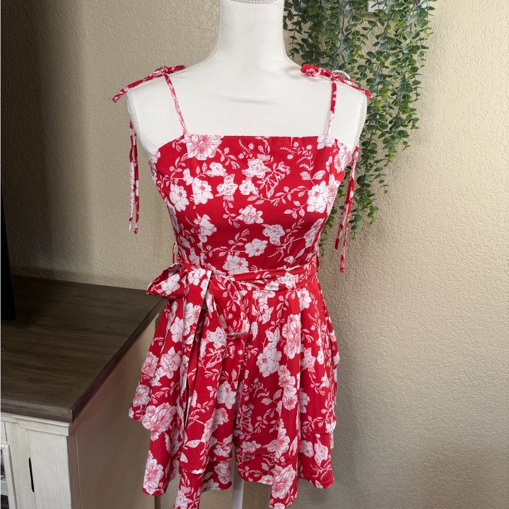 Floral Red Mini Dress